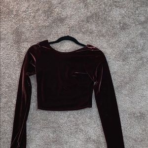 Maroon velvet crop top